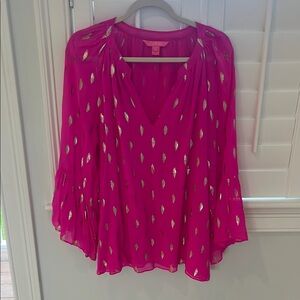 Lilly Pulitzer Pink and Metallic Women's Top